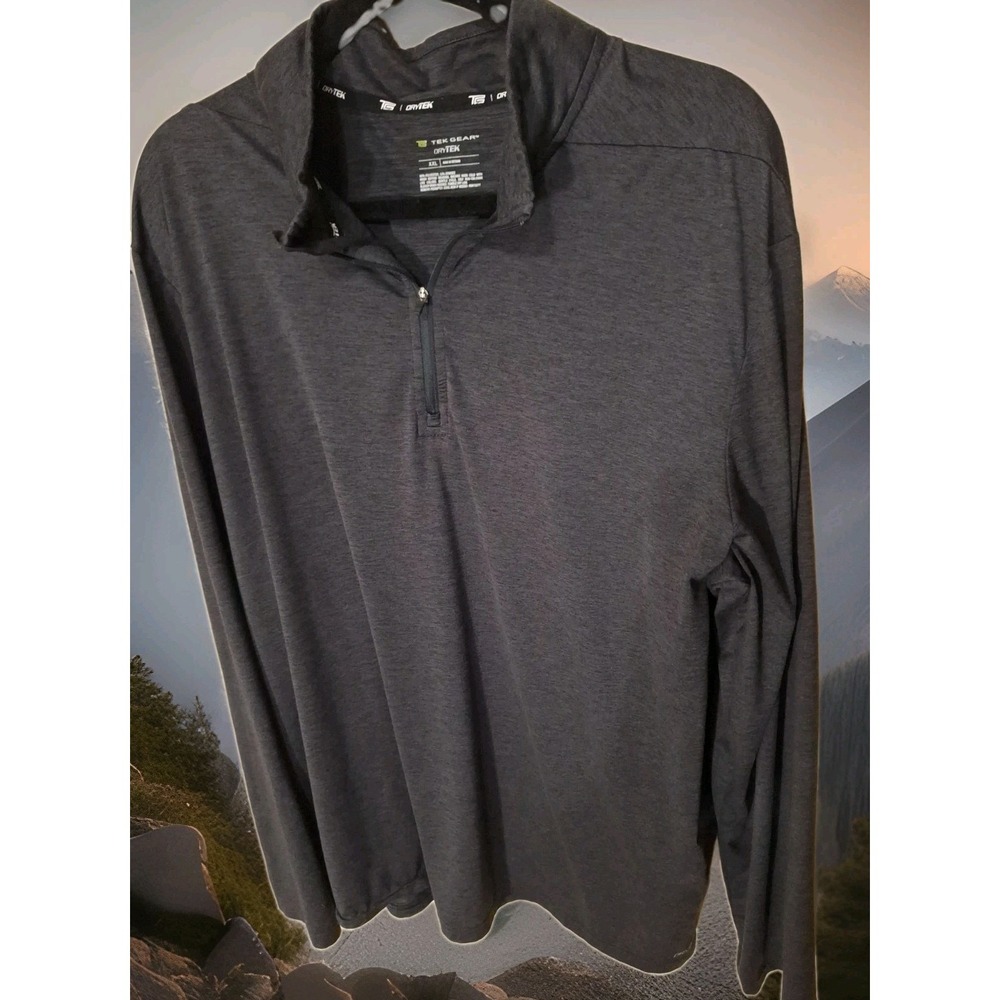 Tek Gear Dry Tek Mens Sz 2XL Gray Long Sleeve Activewear Shirt Polyester 254